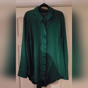 Green silky blouse